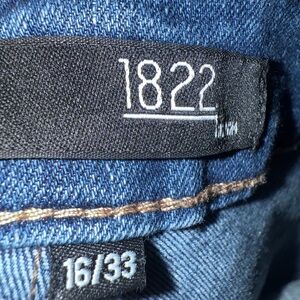 1822 Denim Women's High Rise Blue Jeans with zipper bottom and elastic hem
